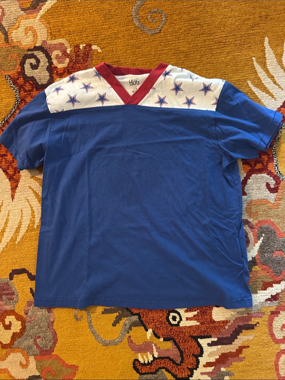 BDG Royal Blue Short-Sleeve Tee with Star Yoke and Red Trim
